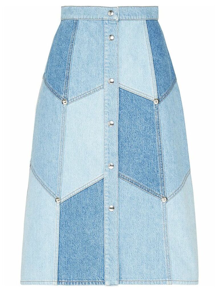 Miu Miu patchwork effect A-line skirt - Blue