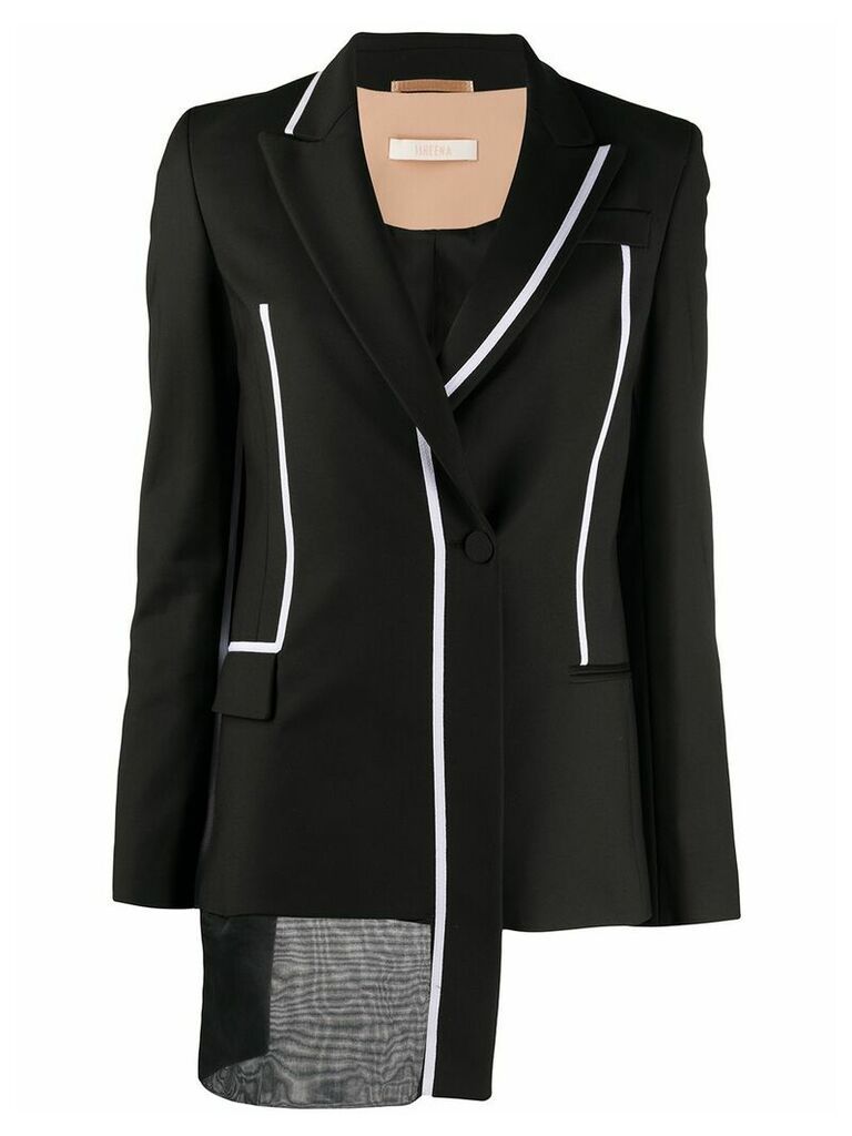 Ssheena asymmetric contrast-trim blazer - Black