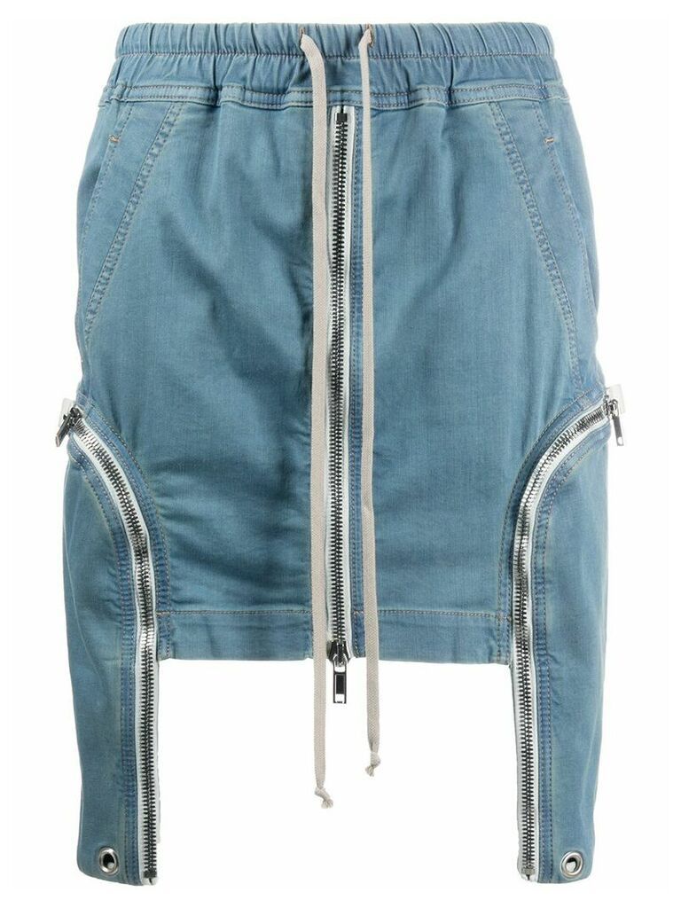 Rick Owens DRKSHDW zipped drawstring-waist denim skirt - Blue