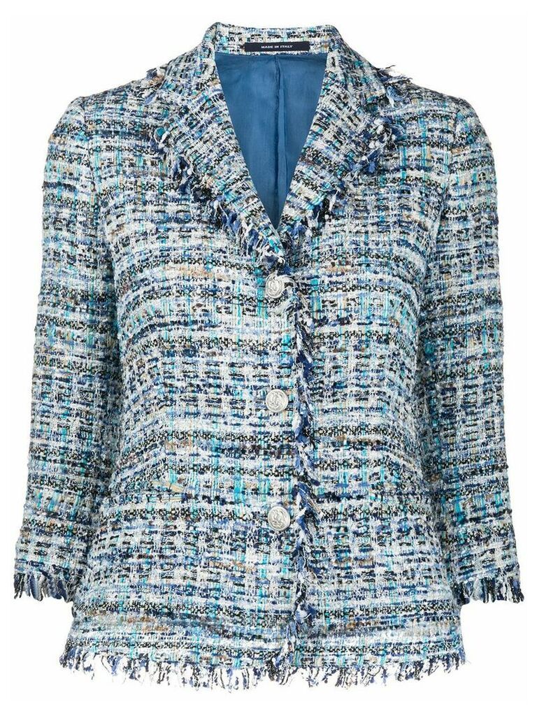 Tagliatore Adele cropped sleeve tweed jacket - Blue