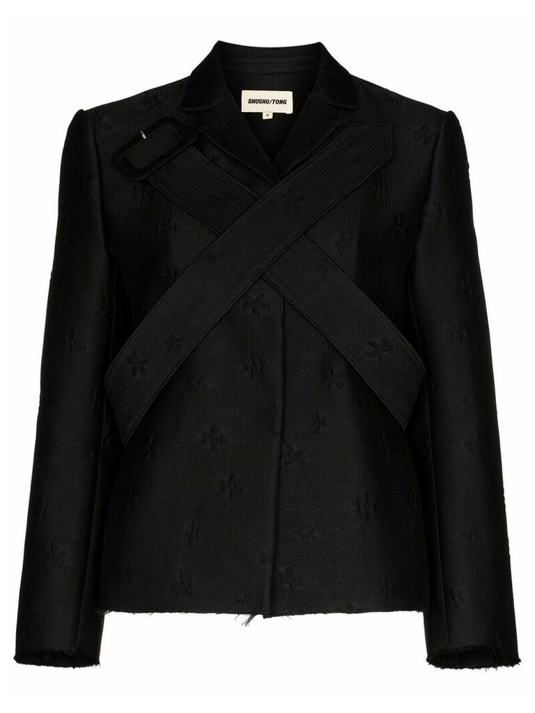 Shushu/Tong belted front jacquard blazer - Black