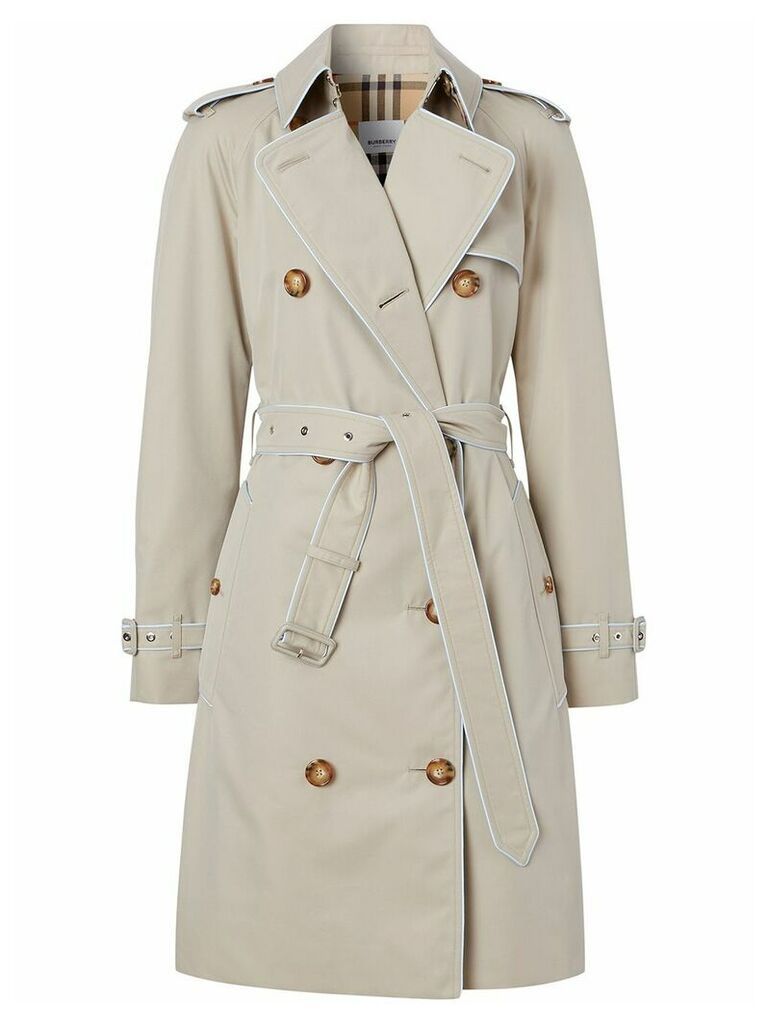 Burberry piped-trim short trench coat - Neutrals