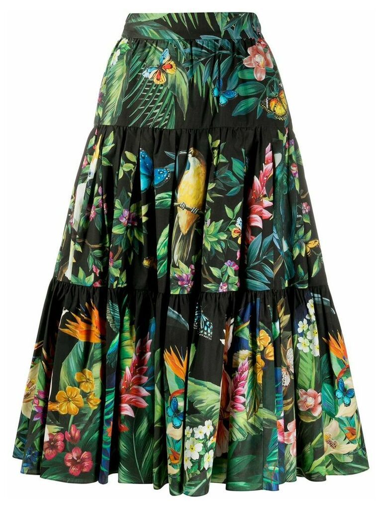 Dolce & Gabbana floral print midi skirt - Green