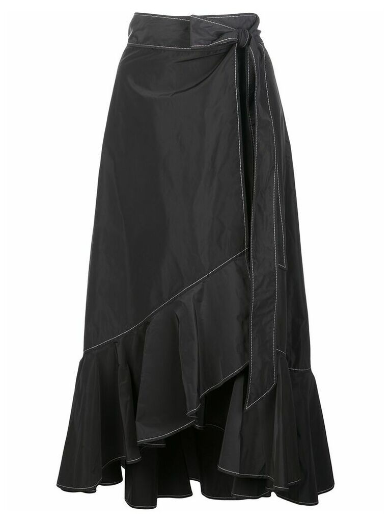 GANNI ruffle-trim asymmetric skirt - Black