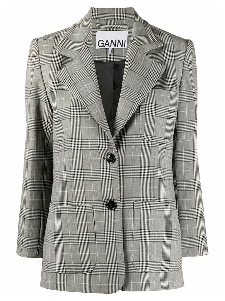 GANNI boxy-fit single-breasted blazer - Grey