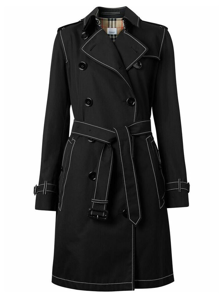 Burberry contrast stitch gabardine trench coat - Black