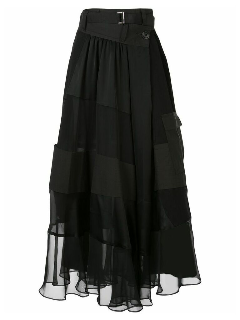 Sacai high-waisted panelled skirt - Black