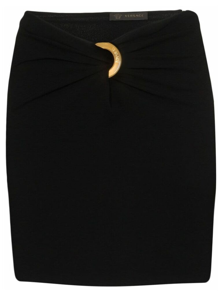 Versace Gathered logo ring skirt - Black