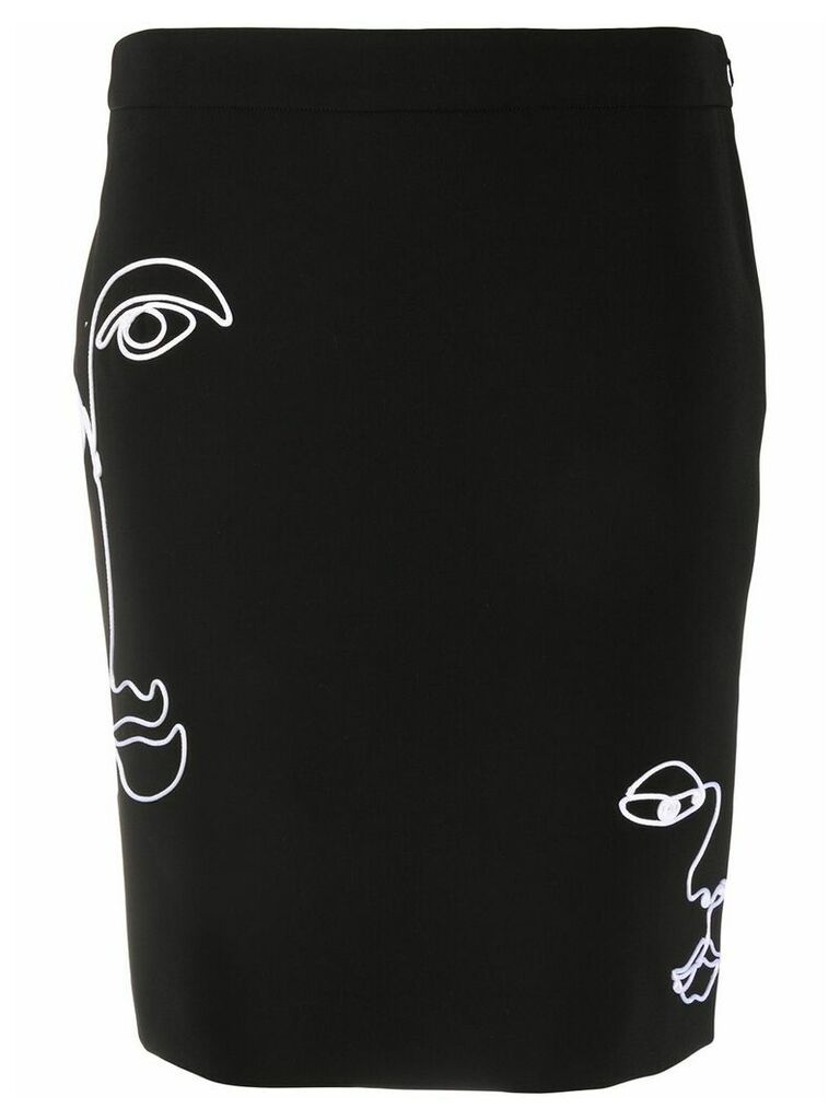 Moschino Cornely embroidered pencil skirt - Black