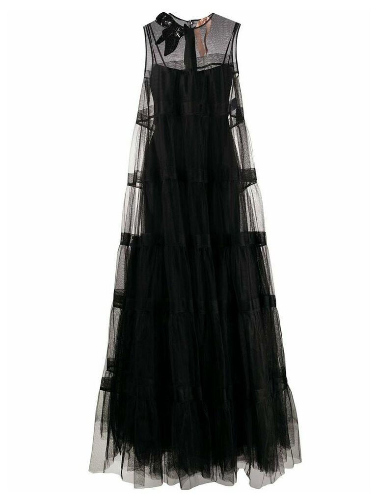 Nº21 tiered tulle gown - Black