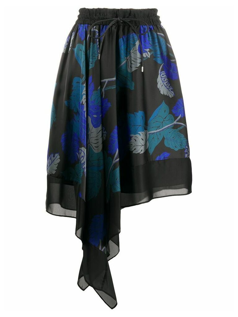 Sacai high waisted asymmetric skirt - Black