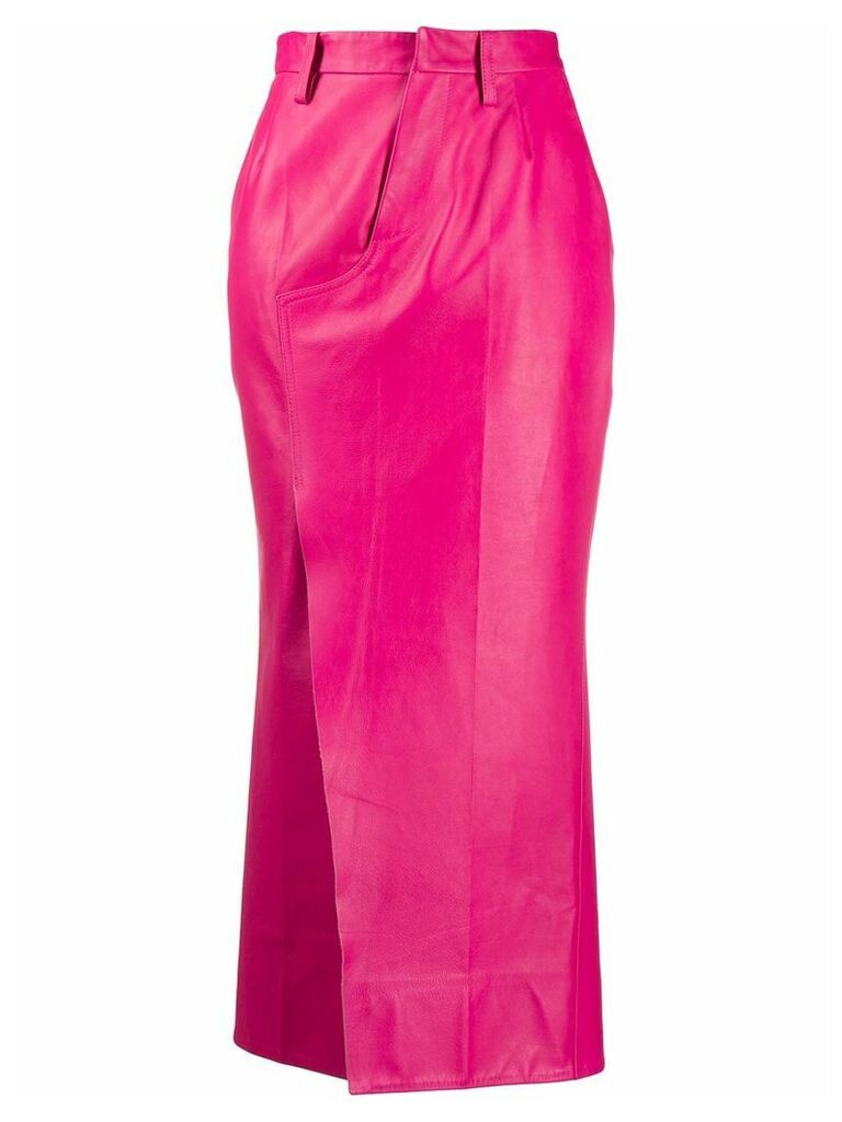 Marni leather fitted long skirt - PINK