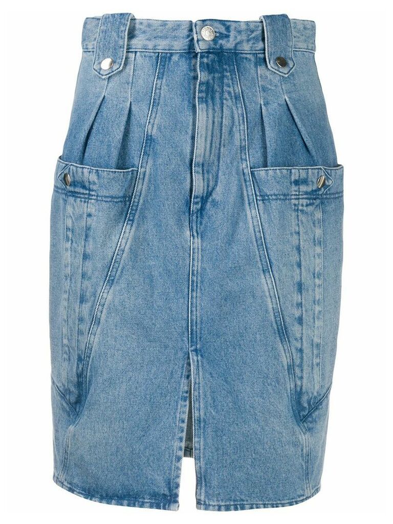 Isabel Marant pleated-waist denim pencil skirt - Blue
