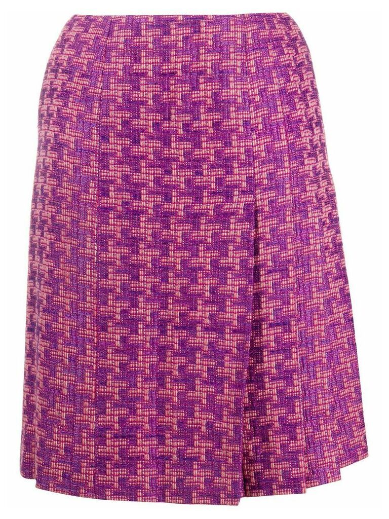 Chanel Pre-Owned houndstooth woven straight-fit skirt - PURPLE