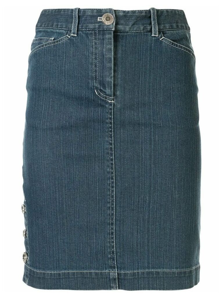 Céline Pre-Owned fitted denim skirt - Blue