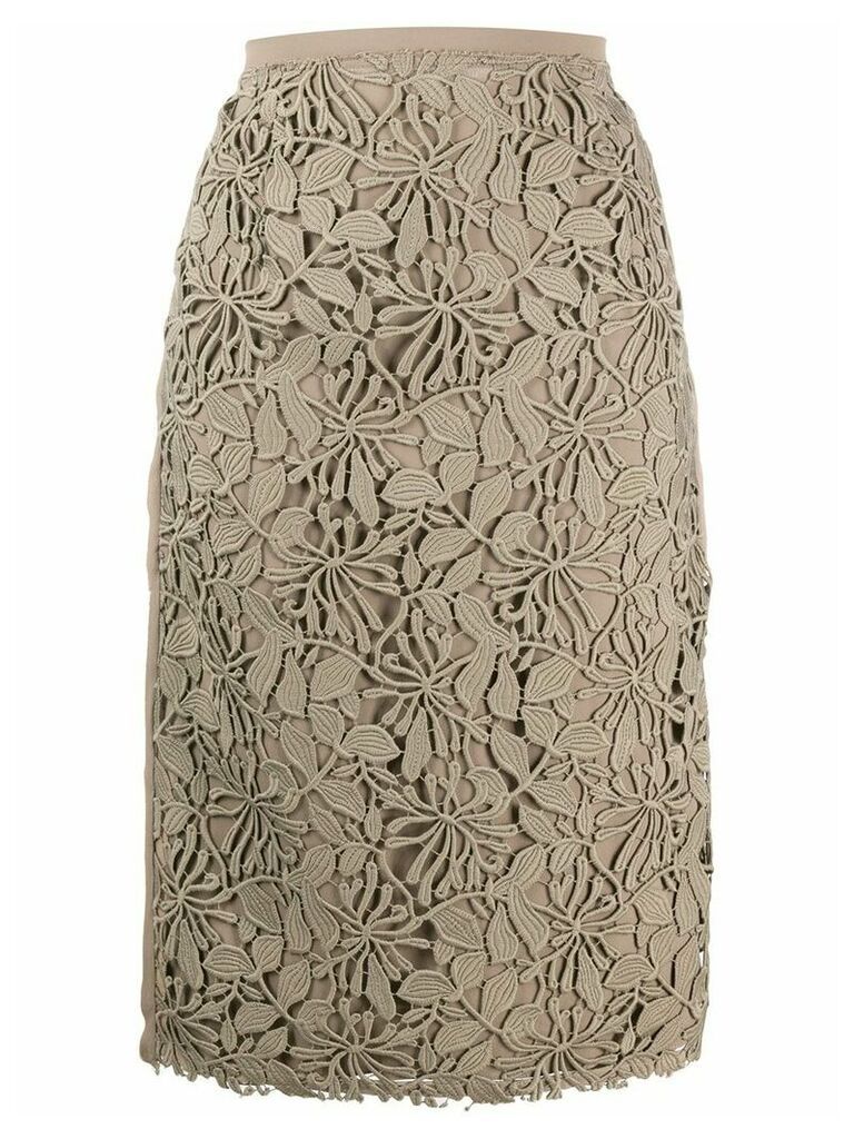 Nº21 floral lace pencil skirt - Neutrals