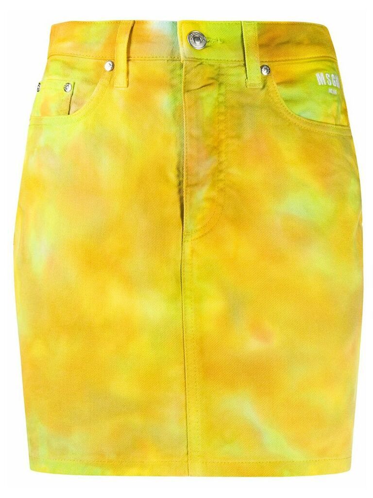 MSGM tie-dye denim skirt - Yellow
