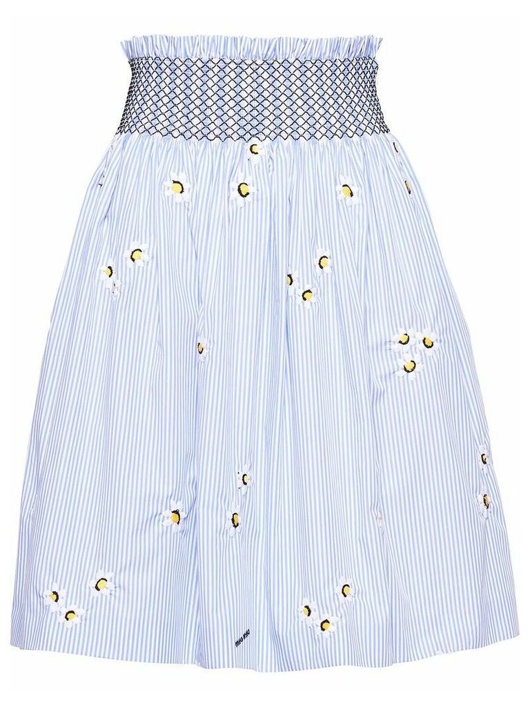Miu Miu floral embroidered poplin skirt - White