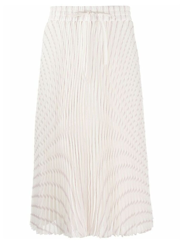 RedValentino metallic threading pleated skirt - White