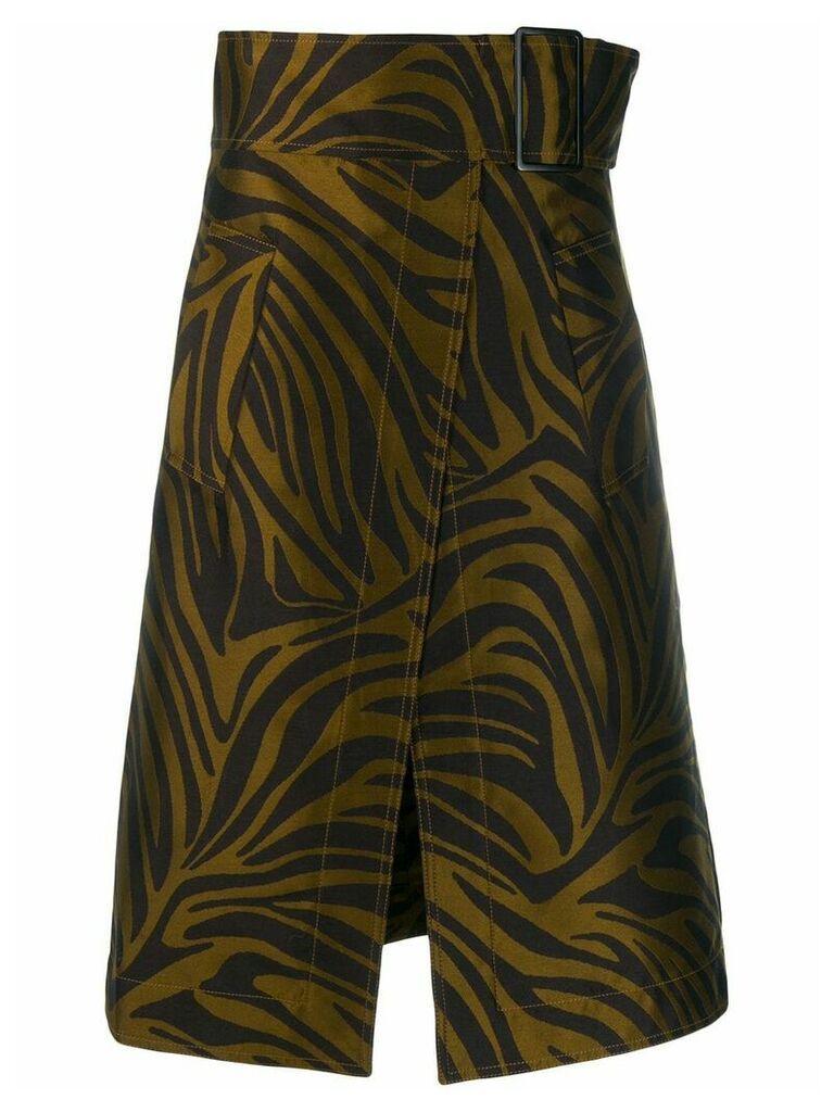 3.1 Phillip Lim Zebra Print Belted Skirt - Brown