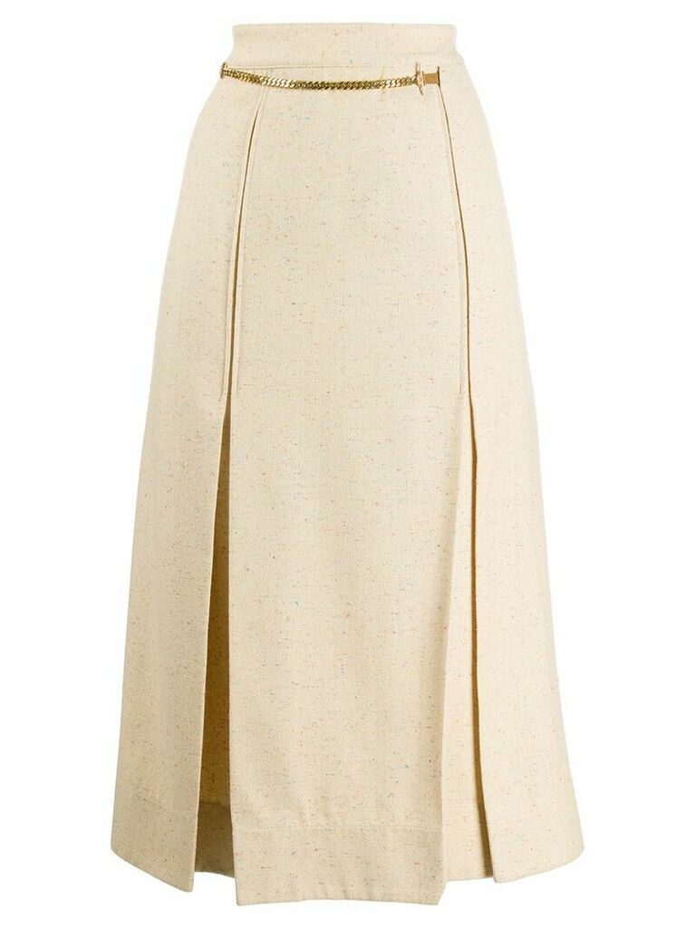 Victoria Beckham chain detail pleated skirt - Neutrals
