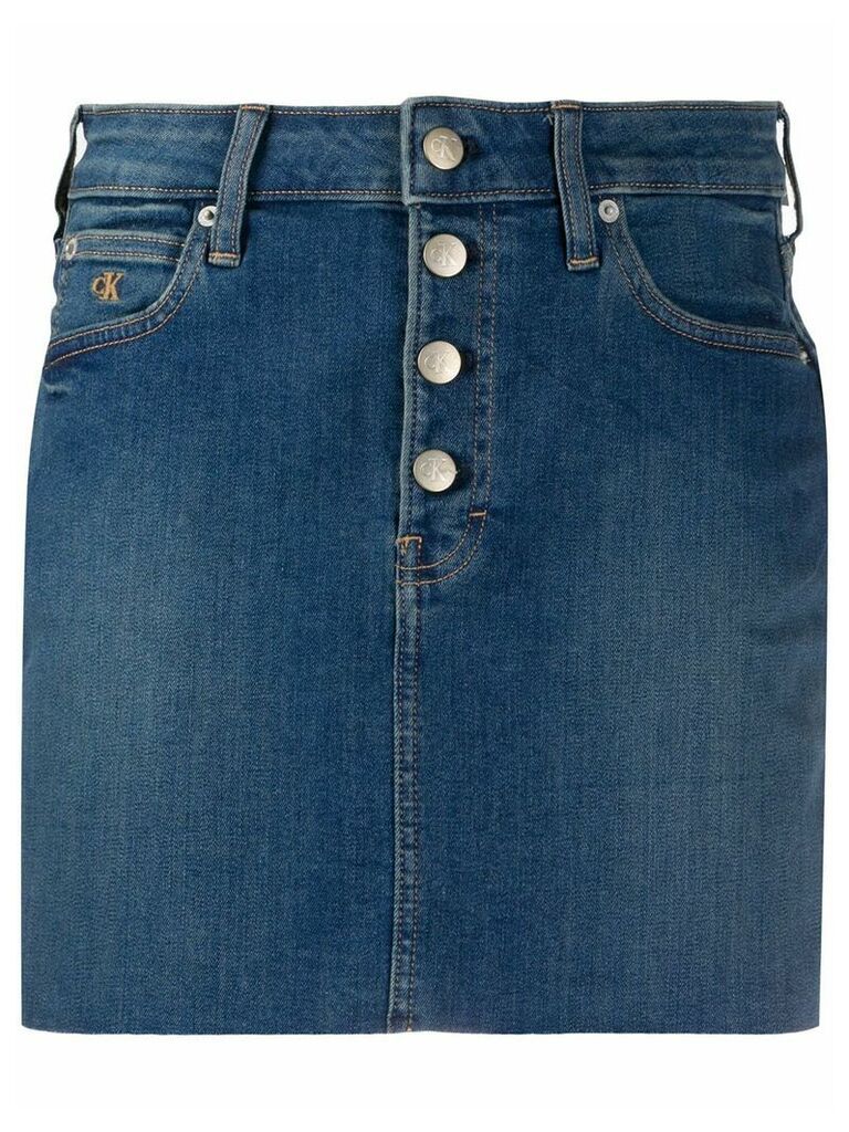Calvin Klein Jeans frayed hem denim skirt - Blue