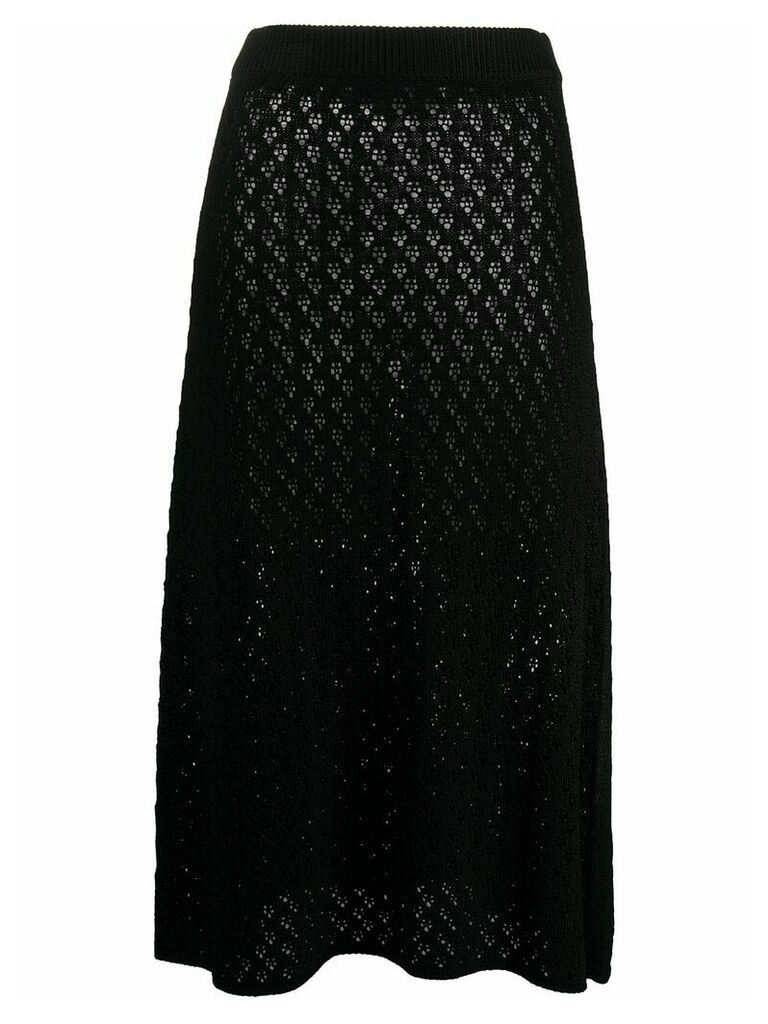 Jil Sander crochet knit midi skirt - Black