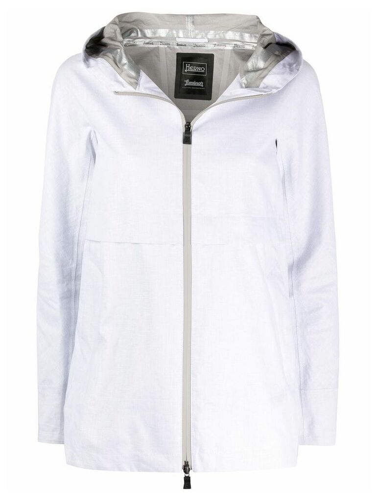 Herno hooded double-slider zip coat - White
