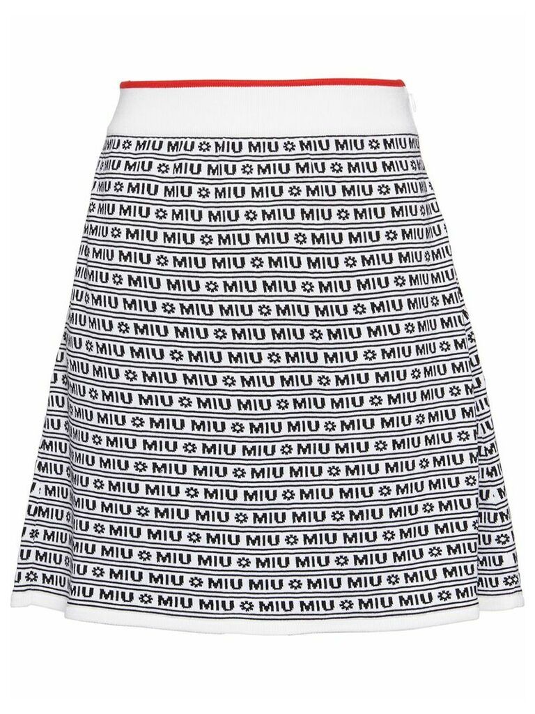 Miu Miu logo knit skirt - White