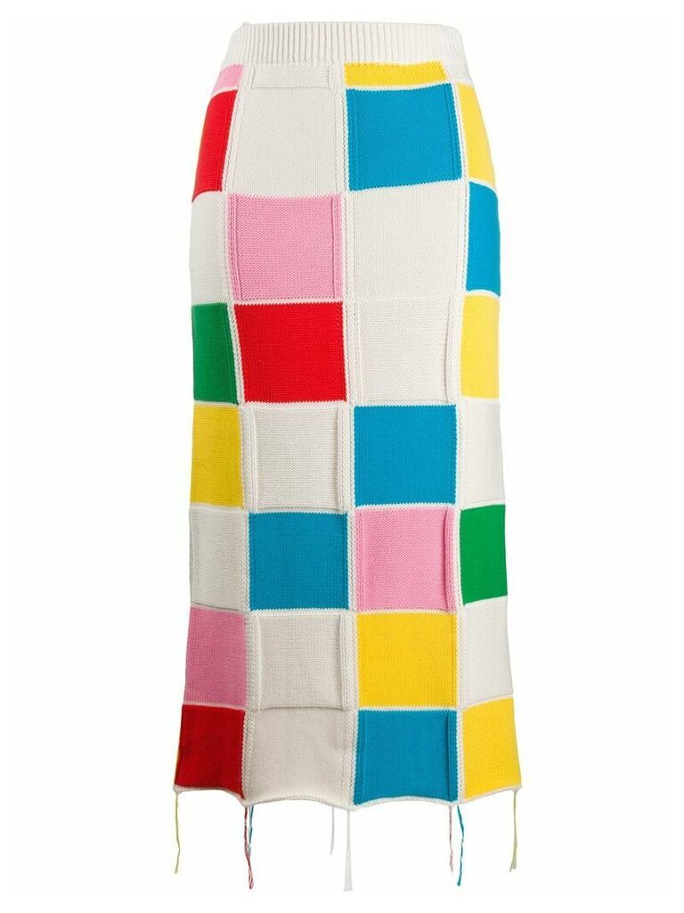 MSGM patchwork-knit pencil skirt - White