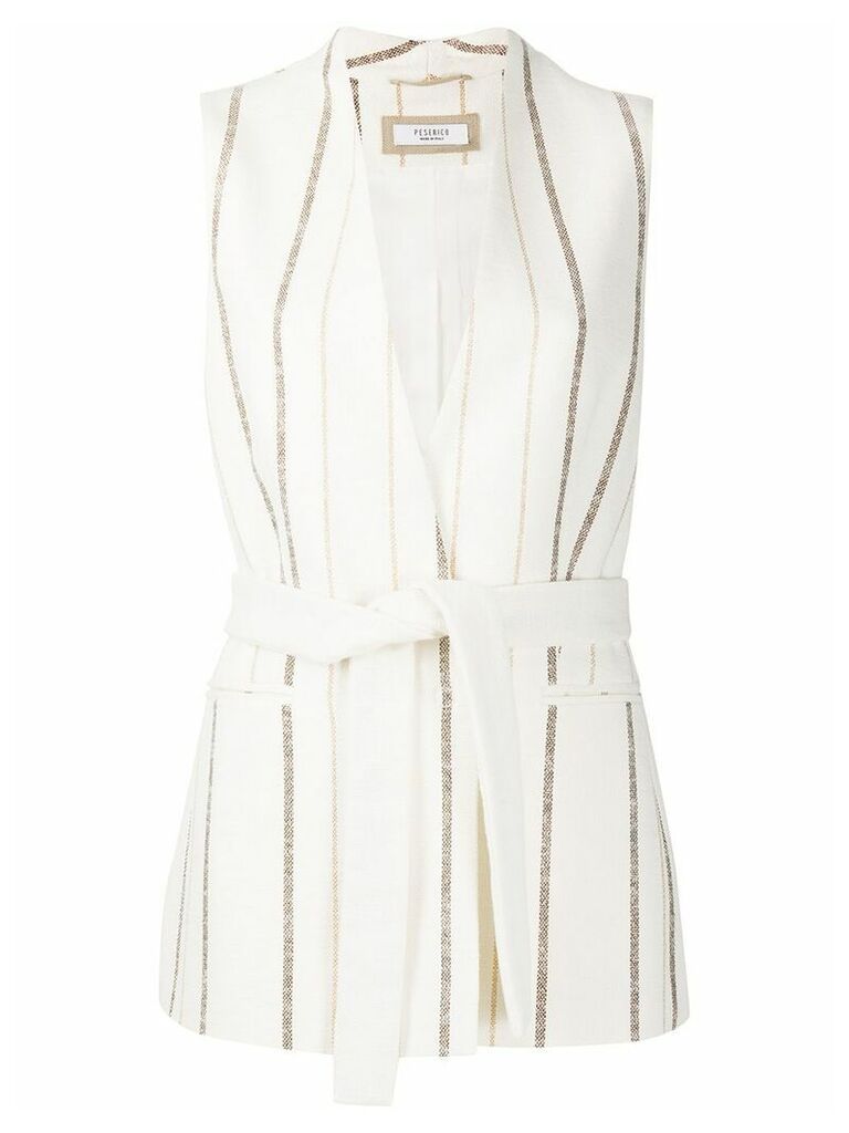 Peserico striped belted waistcoat - Neutrals