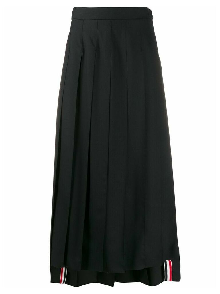 Thom Browne high-waisted pleated midi skirt - Black