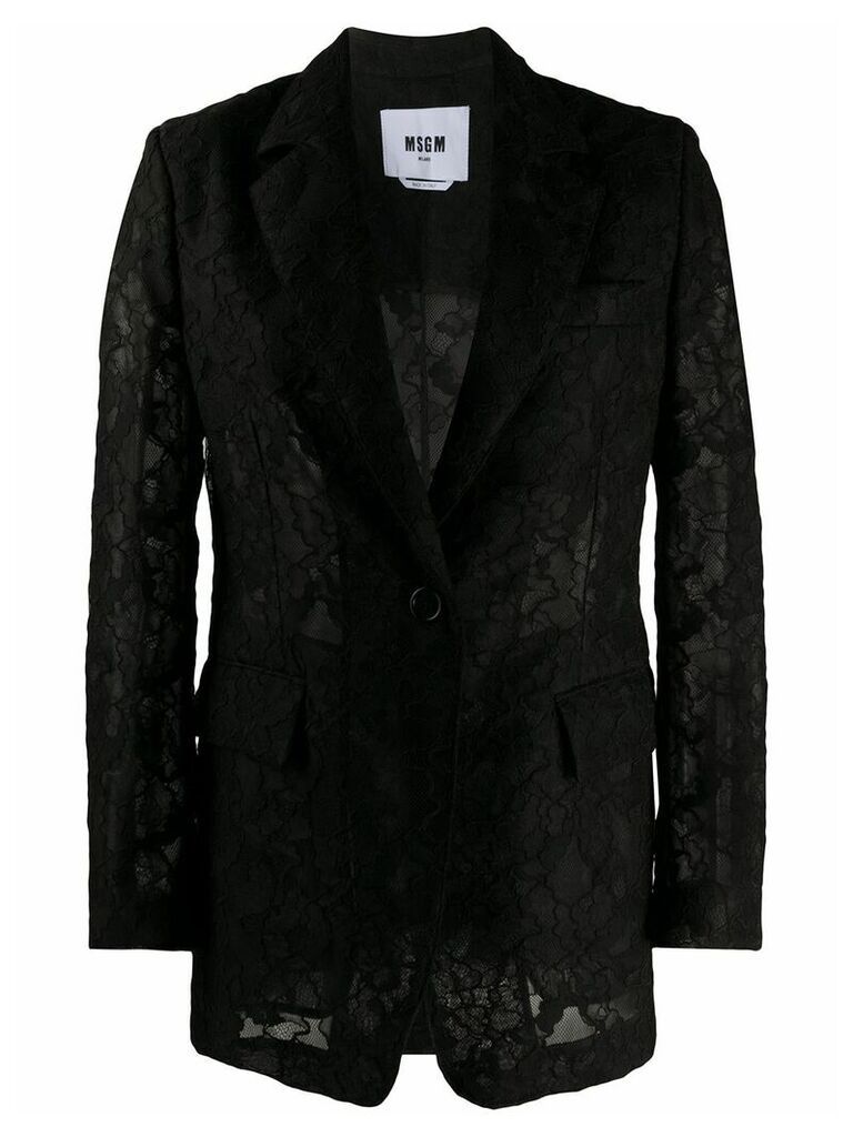 MSGM single breasted floral lace blazer - Black
