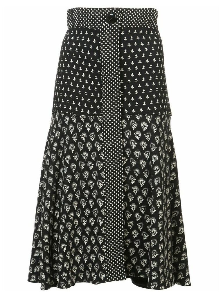 Proenza Schouler Block Print Flared Skirt - Black