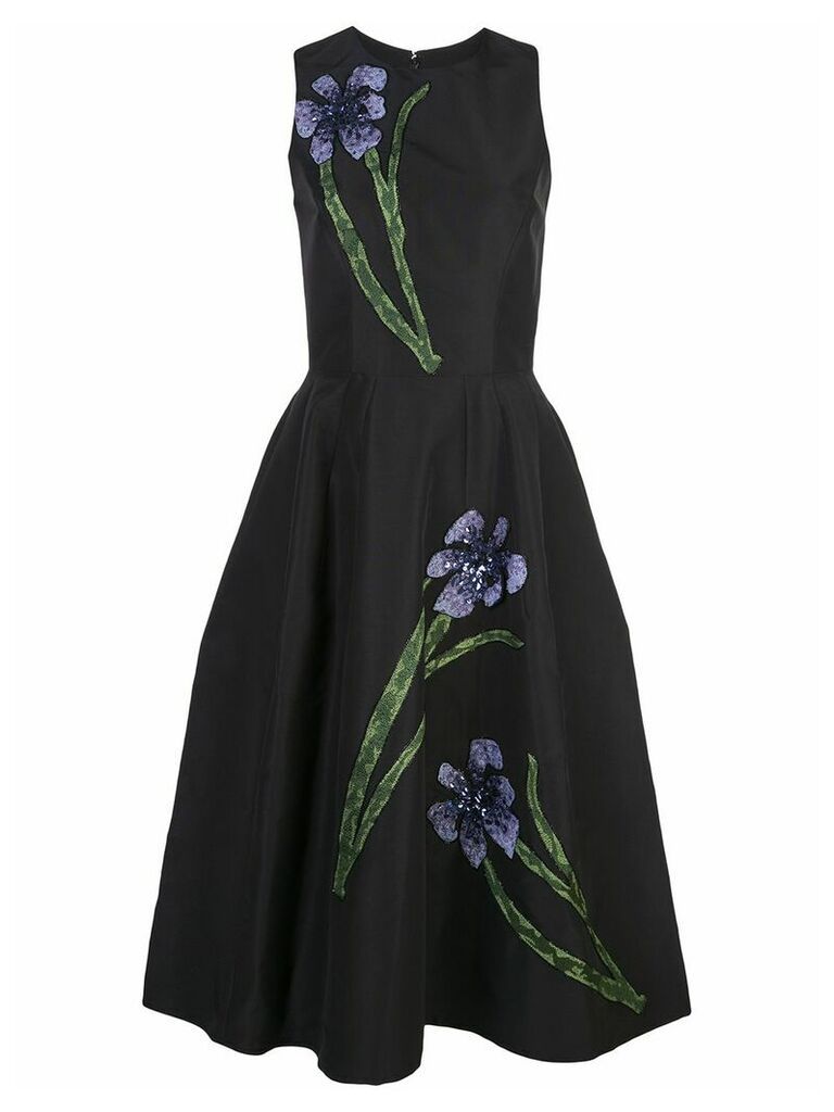 Carolina Herrera floral embroidery silk dress - Black