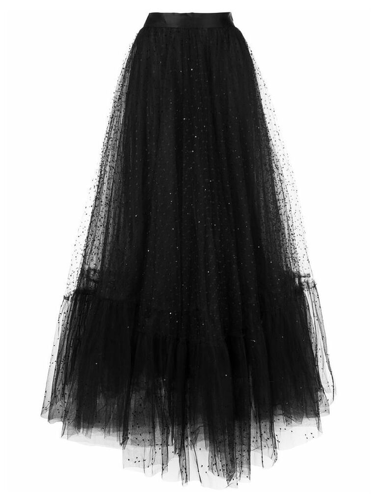 Marchesa embroidered flared skirt - Black