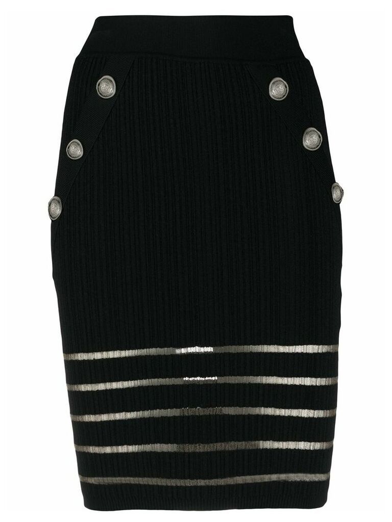 Balmain openwork knit short skirt - Black