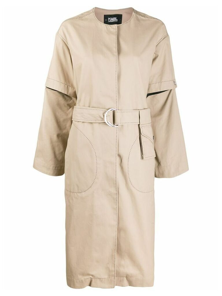 Karl Lagerfeld button-front trench coat - Neutrals