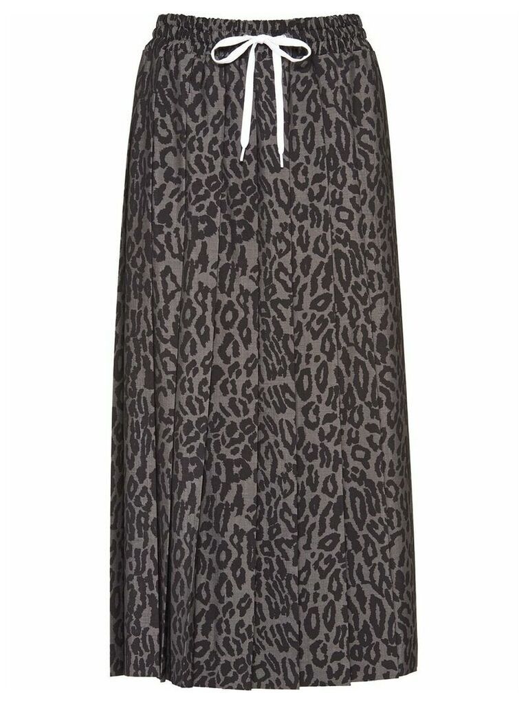 Miu Miu pleated leopard print skirt - Black