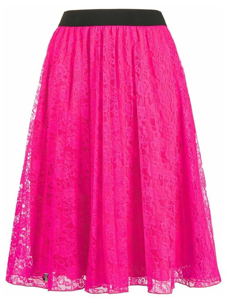 Philipp Plein floral-lace A-line skirt - PINK