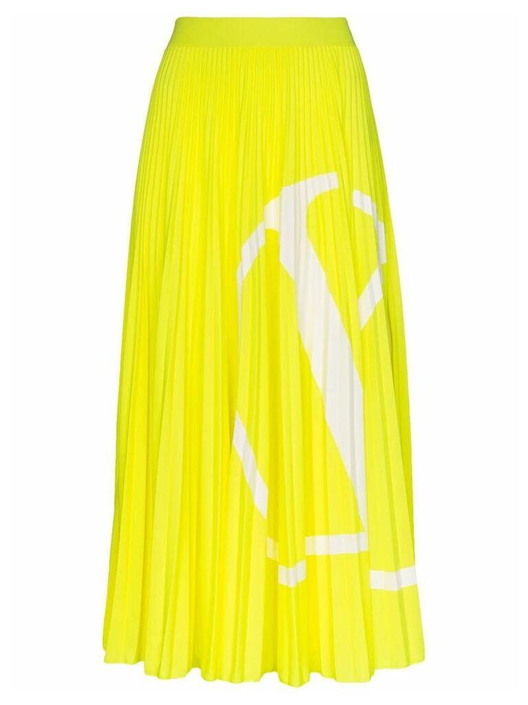 Valentino VLOGO pleated midi skirt - Yellow