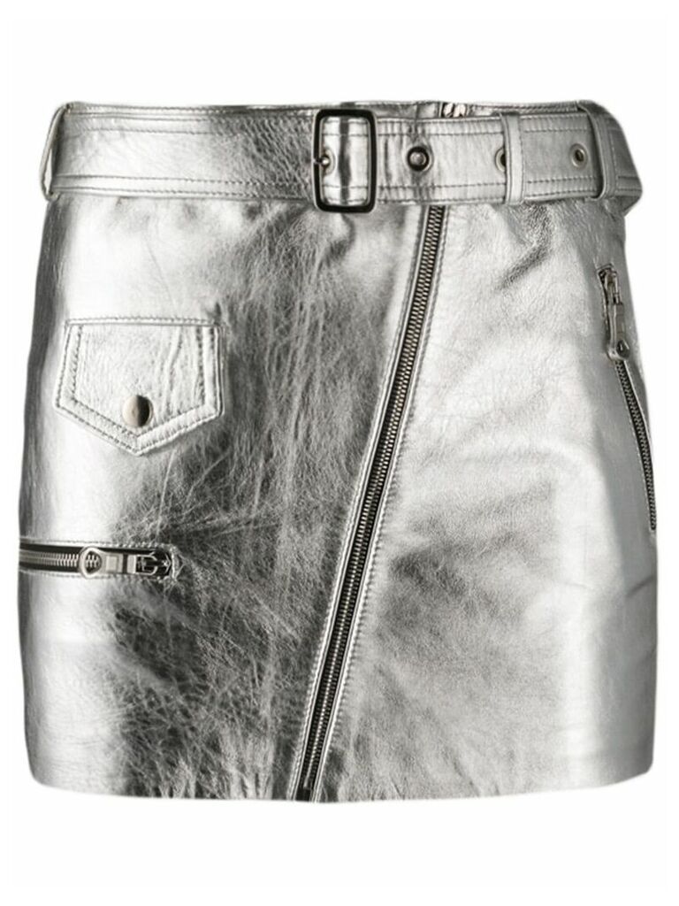 Manokhi metallic zipped leather skirt - Grey