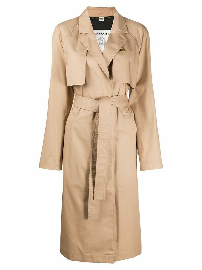 Coach minimal belted trench coat - NEUTRALS