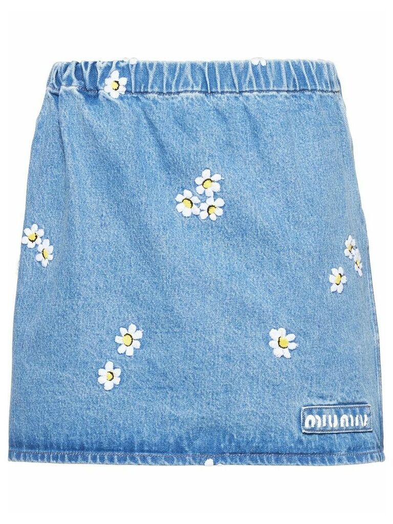 Miu Miu daisy embroidered skirt - Blue