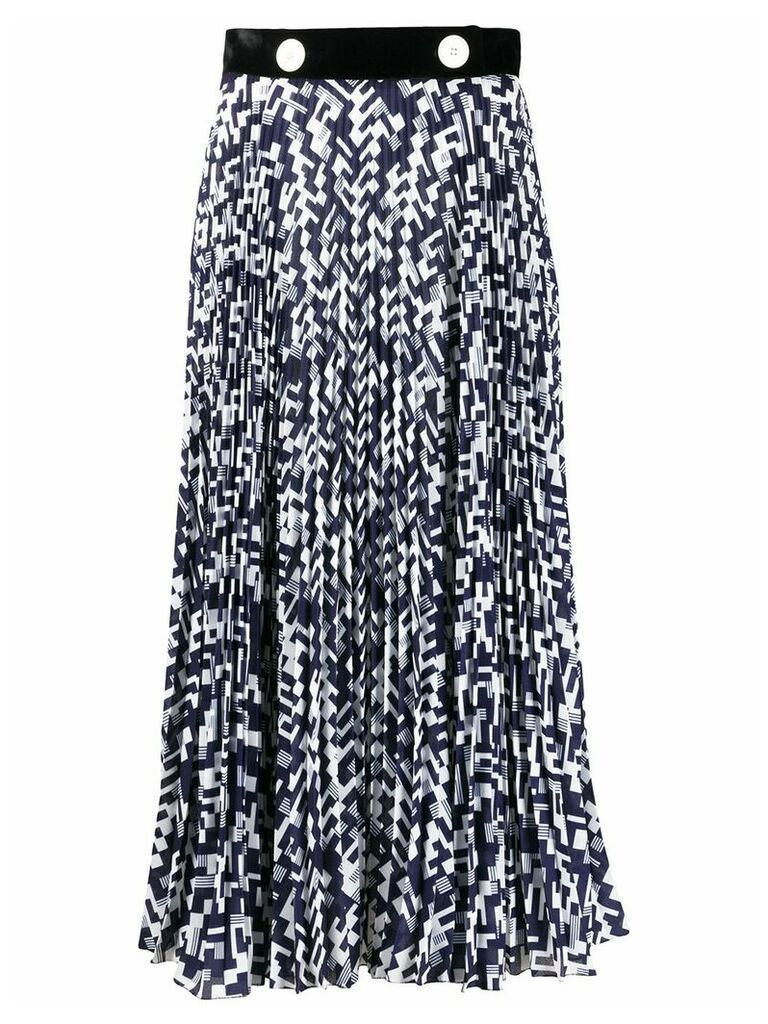 Prada geometric print pleated midi skirt - Blue