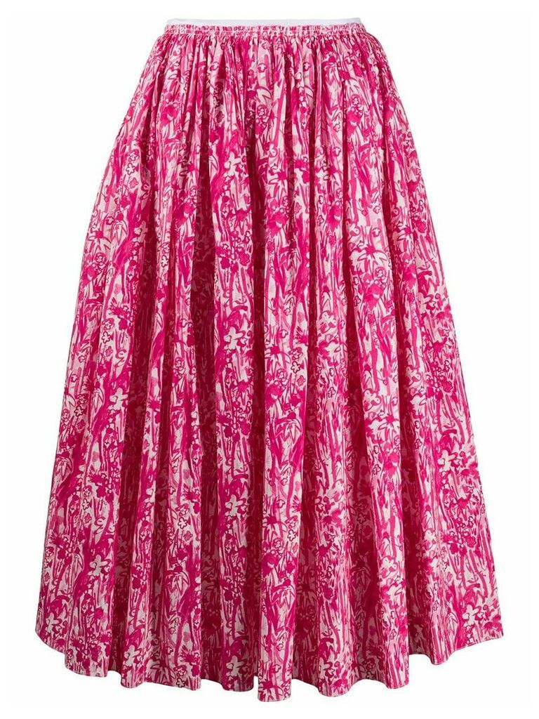 Marni brushstroke floral print midi skirt - PINK
