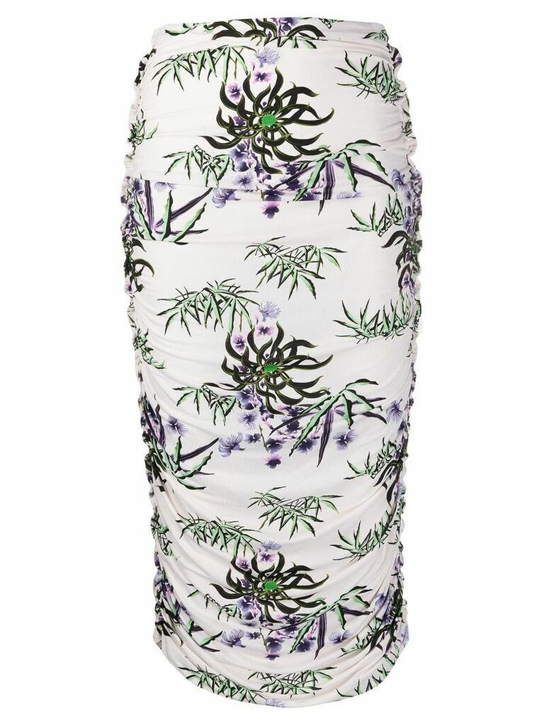 Kenzo sea lily print ruched skirt - Neutrals