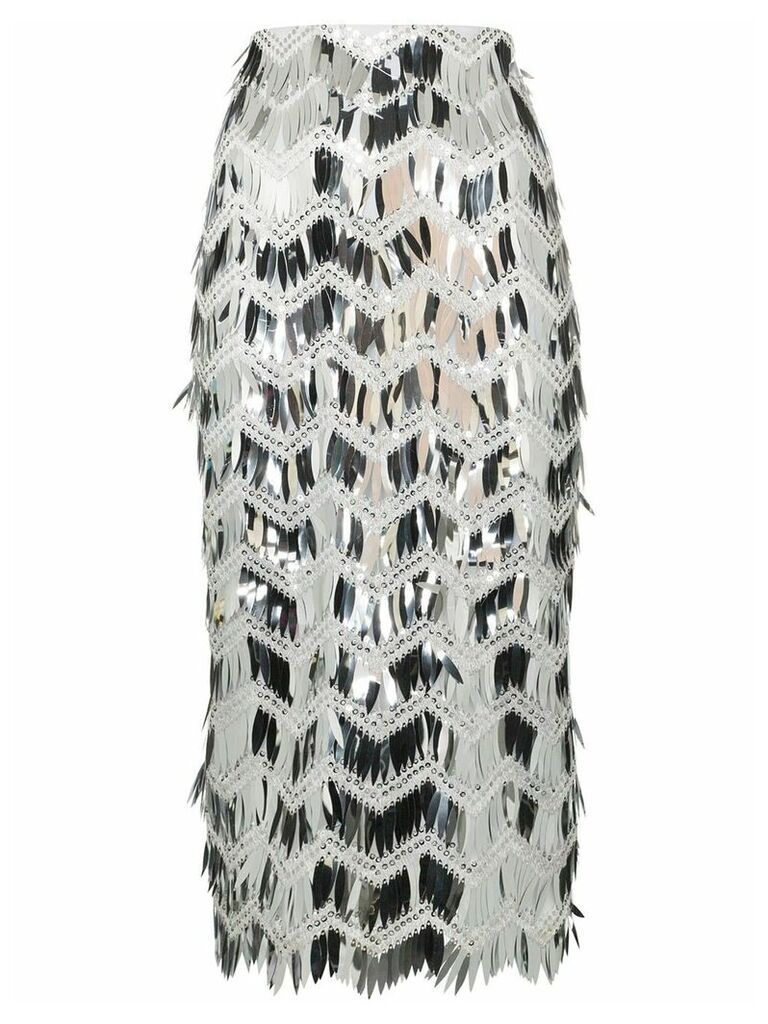ANOUKI fringed sequinned pencil skirt - SILVER