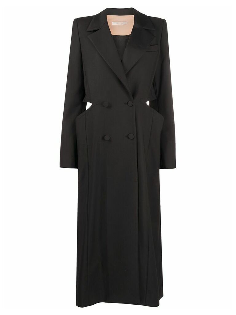 Ssheena double-breasted cut-out coat - Black
