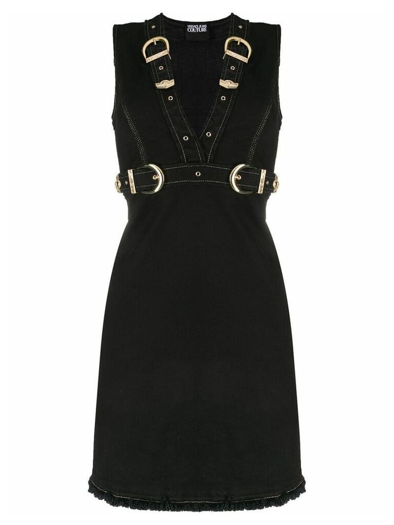 Versace Jeans Couture buckled denim mini dress - Black